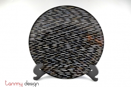 Black round lacquer dish attached with motther of peal 35 cm( not included with stand)